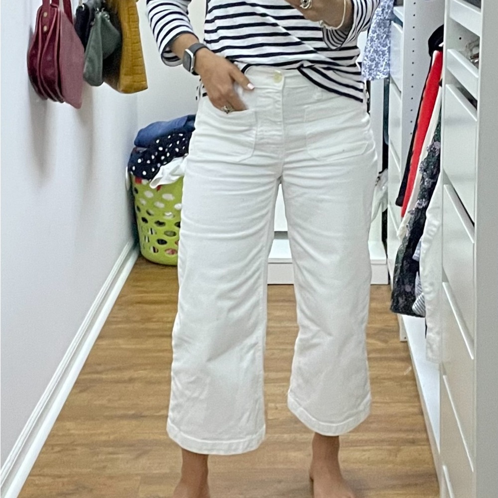J.crew wide leg cropped white jeans